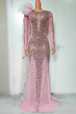Adults' AD2484 Floor Length Shimmering Evening Dress with Handmade Crystal Performance and Water Drill