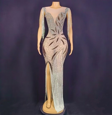 AD2355 Luxurious Crystal Tassel Evening Dress for Women Handcrafted and Sexy Made in Guangdong Supports Needlework Craft