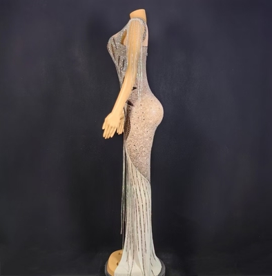 AD2355 Luxurious Crystal Tassel Evening Dress for Women Handcrafted and Sexy Made in Guangdong Supports Needlework Craft