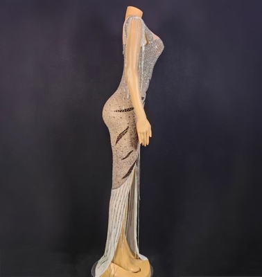 AD2355 Luxurious Crystal Tassel Evening Dress for Women Handcrafted and Sexy Made in Guangdong Supports Needlework Craft