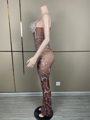 AD1839 Model Water Diamond Luxurious Long Evening Gown for Women's Party and Sexy Look Chiffon Dress Needlework Support