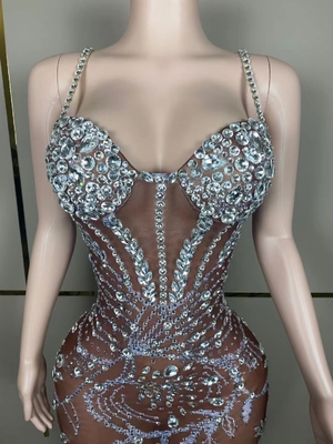 AD1839 Model Water Diamond Luxurious Long Evening Gown for Women's Party and Sexy Look Chiffon Dress Needlework Support