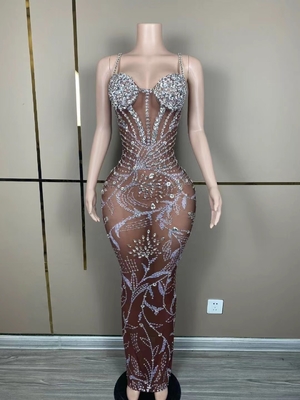 AD1839 Model Water Diamond Luxurious Long Evening Gown for Women's Party and Sexy Look Chiffon Dress Needlework Support