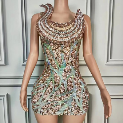 Customizable Logo Luxury Mini Rhinestone Party Club Tight Dress for Women Elegant AD2402 Dress