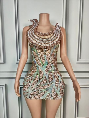 Customizable Logo Luxury Mini Rhinestone Party Club Tight Dress for Women Elegant AD2402 Dress