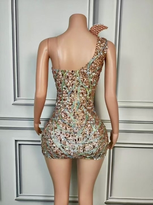 Customizable Logo Luxury Mini Rhinestone Party Club Tight Dress for Women Elegant AD2402 Dress