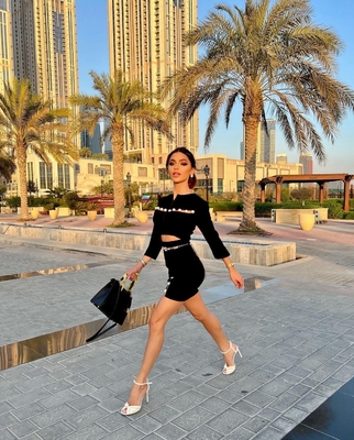 SS2228 Summer Fashion Pearl Tight Dress for Women One Set and Elegant Club Attire in Polyester-Cotton Blend Fabric