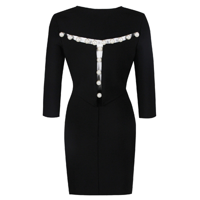 SS2228 Summer Fashion Pearl Tight Dress for Women One Set and Elegant Club Attire in Polyester-Cotton Blend Fabric