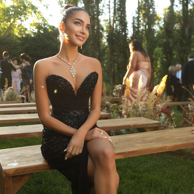 SS2226 Women's Strapless Evening Dress Shiny Sequined Two-Piece Set for Summer Parties