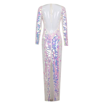 ED2655 Mirror Evening Dress Transparent One-Piece Birthday Celebration Dance Party Performance Suit for Female Dancers