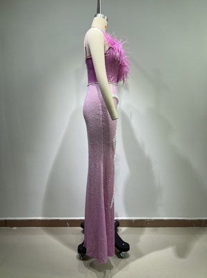 Strapless Mesh Design Feather Dress 7-Day Fast Sampling for Women's Formal Occasions Sexy and Elegant Party Evening Dress
