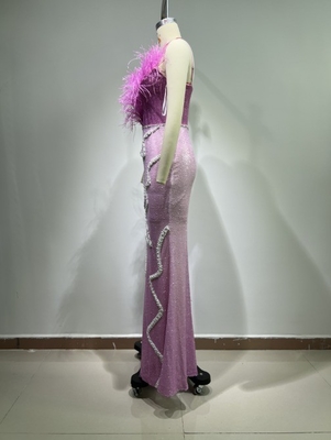 Strapless Mesh Design Feather Dress 7-Day Fast Sampling for Women's Formal Occasions Sexy and Elegant Party Evening Dress