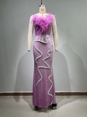 Strapless Mesh Design Feather Dress 7-Day Fast Sampling for Women's Formal Occasions Sexy and Elegant Party Evening Dress