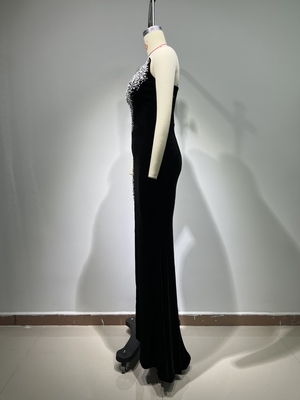 ED2667 Ladies' Elegant Sleeveless Maxi Split Formal Dress Made of Polyester/Cotton Knitted Fabric Perfect for Black Tie Events and Galas