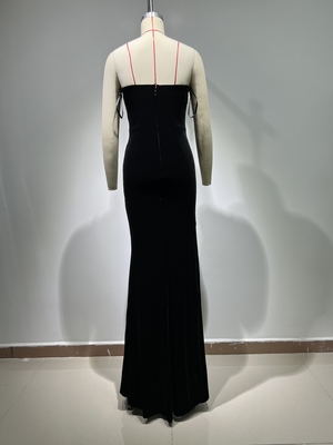 ED2667 Ladies' Elegant Sleeveless Maxi Split Formal Dress Made of Polyester/Cotton Knitted Fabric Perfect for Black Tie Events and Galas