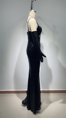 Summer ED2670 Sexy Long Shiny Slit Sleeveless Maxi Formal Elegant Black Party Gold Sequin Women's Evening Dress for Summer