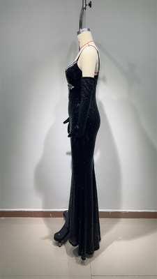 Summer ED2670 Sexy Long Shiny Slit Sleeveless Maxi Formal Elegant Black Party Gold Sequin Women's Evening Dress for Summer