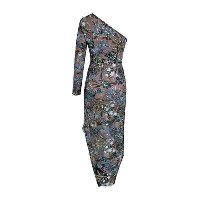 ED2620 Retro Single Shoulder Short Skirt Sexy Series Belt Side Slit Mid-length Dress Women's Evening Dress