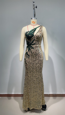 ED2671 Sleeveless Evening Dress with Beaded Rhinestones and Velvet Front Closure Luxurious Swarovski Crystal Evening Gown