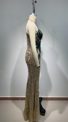 ED2671 Sleeveless Evening Dress with Beaded Rhinestones and Velvet Front Closure Luxurious Swarovski Crystal Evening Gown