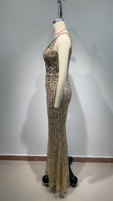 ED2671 Sleeveless Evening Dress with Beaded Rhinestones and Velvet Front Closure Luxurious Swarovski Crystal Evening Gown