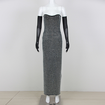 ED2656 Summer Season Customized Design Elegant Women's Off-Shoulder Evening Dress with Sequins and Illusion Element