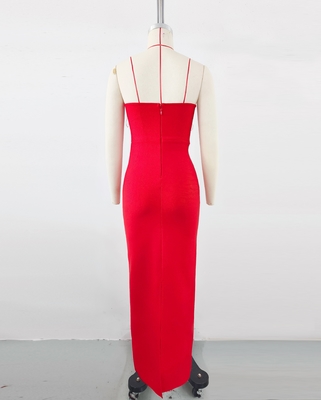 SB3296 Off-Shoulder Sleeveless Evening Gown Sexy Crystal Maxi Bandage Dress with Water Crystal Decoration