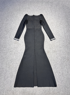 LS2588 Luxury Crystal Maxi Dress for Women Spring Season Smart Tracking Elastic Band 7-Day Fast Sampling