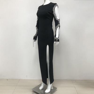 Luxurious Water Diamond Embellished Spring Party Perfection LS2591 Long Sleeve Bandage Dress for a Sophisticated Look