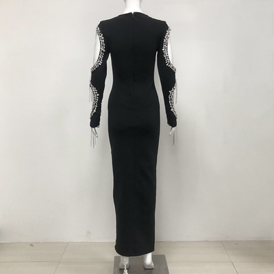 Luxurious Water Diamond Embellished Spring Party Perfection LS2591 Long Sleeve Bandage Dress for a Sophisticated Look