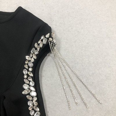 Luxurious Water Diamond Embellished Spring Party Perfection LS2591 Long Sleeve Bandage Dress for a Sophisticated Look