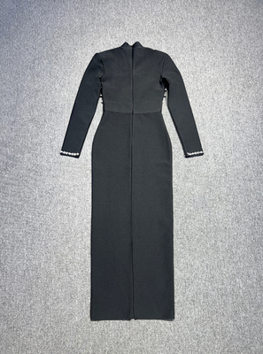 LS2586 Kimshein Women's Bandage Skirt with Long Sleeves and Crystal Dress Woven Craft Regular Sleeves LS2586 Latest Design