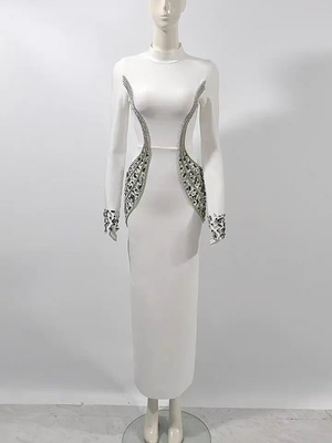 LS2582 Women's Maxi Dress Long Sleeves and Crystal Embellishments for Fashionable Women's Clothing