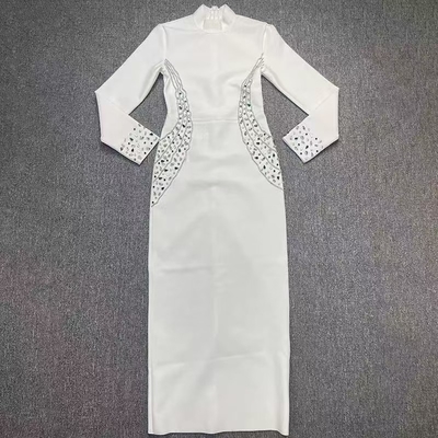 LS2582 Women's Maxi Dress Long Sleeves and Crystal Embellishments for Fashionable Women's Clothing