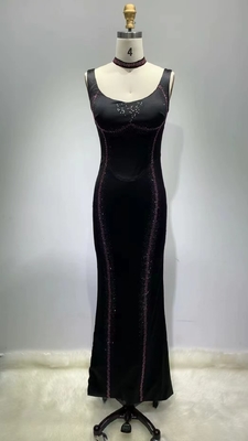 Single Shoulder Strap Bandage Dress Elegant and Sexy SB3275 Street Lady Water Diamond Dress with Gloves