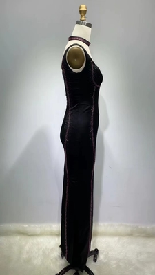 Single Shoulder Strap Bandage Dress Elegant and Sexy SB3275 Street Lady Water Diamond Dress with Gloves
