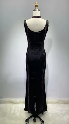 Single Shoulder Strap Bandage Dress Elegant and Sexy SB3275 Street Lady Water Diamond Dress with Gloves