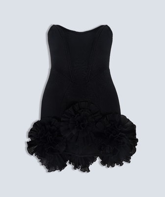 Off-Shoulder Tight Handmade Floral Dress Basic and Simple Style Mini Cocktail Dress for Women at Business Functions