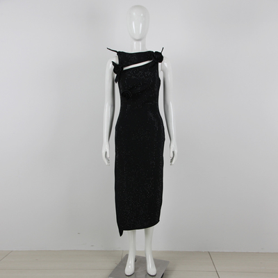 Kimshein Fashion Women's Sexy Club Party Dress Sleeveless Beaded Bandage Dress with Beaded Details Bandage Fabric