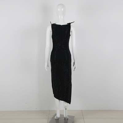 Kimshein Fashion Women's Sexy Club Party Dress Sleeveless Beaded Bandage Dress with Beaded Details Bandage Fabric