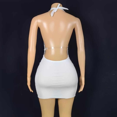 Kimsheinfashion AD1824 Short Skirt Spaghetti Strap Dress with Backless Design and Beautiful Rhinestone Embellishments
