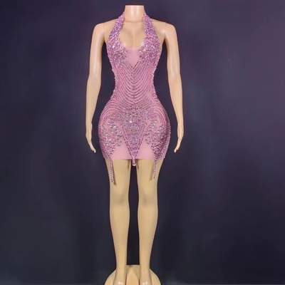 Kimsheinfashion AD1824 Short Skirt Spaghetti Strap Dress with Backless Design and Beautiful Rhinestone Embellishments