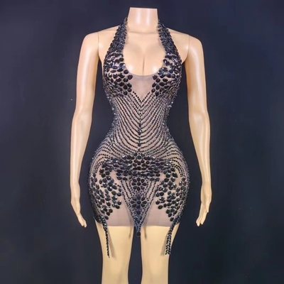 Kimsheinfashion AD1824 Short Skirt Spaghetti Strap Dress with Backless Design and Beautiful Rhinestone Embellishments