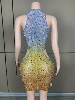 AD1819 Luxurious Diamond Dress Short and Tight Club Dress 7-Day Fast Sampling with Modern Dance Costume Luxurious Design