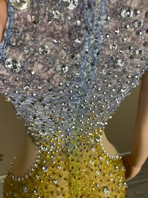 AD1819 Luxurious Diamond Dress Short and Tight Club Dress 7-Day Fast Sampling with Modern Dance Costume Luxurious Design