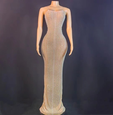 AD1761 Strapless Pearl Beauty Pageant Dress for Women Origin Made Featuring Breathable Fabric and Crystal Embellishments