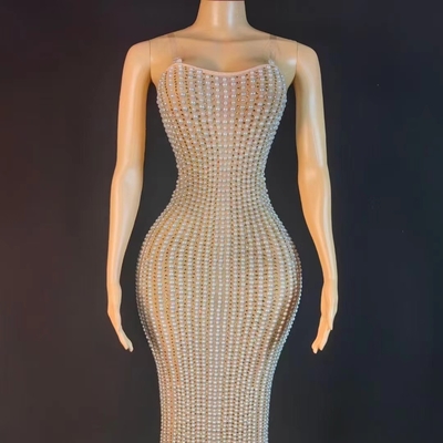 AD1761 Strapless Pearl Beauty Pageant Dress for Women Origin Made Featuring Breathable Fabric and Crystal Embellishments