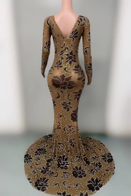 AD2395 Women's Evening Dress Customizable Logo Natural Waistline Diamond Water Diamond and Crystal Beauty Pageant Dress