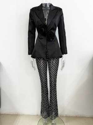 SR2278 Elegant Women's Fashion Suit Spring Two-piece Pearl Suit Pants Women for Spring Season from Guangdong