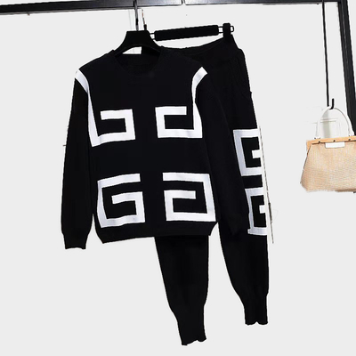 WC2203 Women's Winter Embroidered Two-Piece Set for Women's Leisure Wear in Casual Style